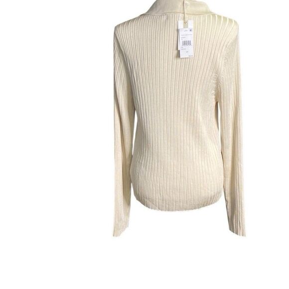 GOOD AMERICAN Ribbed Collared Sweater Ivory Size 5/6 Med New With Tags GSK0121 - Picture 3 of 5